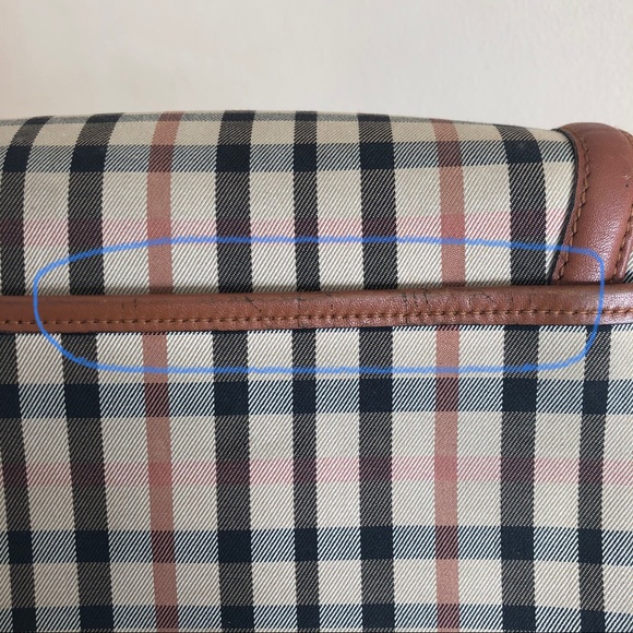 Vintage 80s Plaid Canvas/ Leather Cross Body Bag - Picture 8 of 16